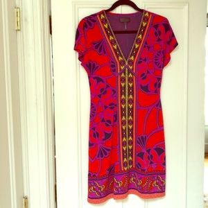 Hale Bob Dress with V-neck and cap sleeves